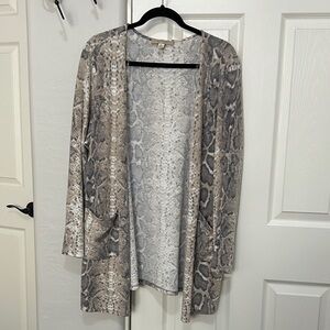 Snakeskin Print Open Front Cardigan